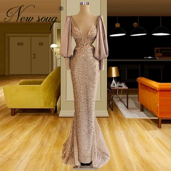 Newsouq Árabe Sereia Sequins Prom Vestidos De Mulheres, De Vestido De Noite Couture Vestido Da Celebridade 2022 Dubai Oriente Médio Vestidos De Vestes De Festa