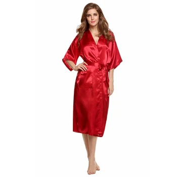 Vermelho de Longa Noiva, Damas de honra Veste Lingerie Sexy Mulheres a Festa de Casamento de Quimono Roupões de Noite, Vestido de Mulher roupa de dormir de Pijama