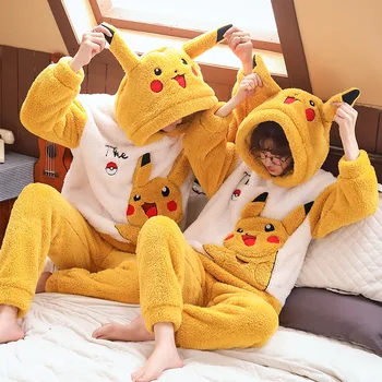 Kawaii Pokemons De Desenhos Animados Curtos Pijamas De Pelúcia Bonito Pikachus Inverno Artigos De Terno Macio E Confortável Criativas De Presentes De Aniversário