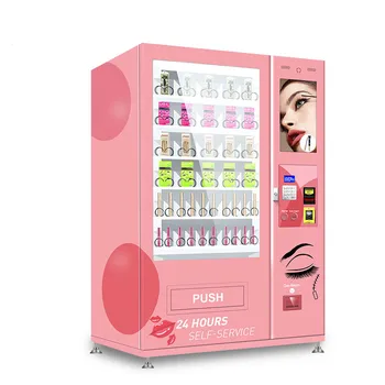Cor-de-rosa Personalizado Cílios Máquina de Venda directa para Falso Cílios Maquiagem Cosméticos de Cabelo Chicote Máquinas de Venda automática de Beleza a Venda, com Tela de LED