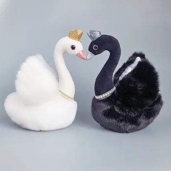 28CM de Simulação de animais de cisne Negro e cisne branco de Pelúcia boneca decoração de casa Linda Menina de presente